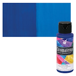 Chroma Chromatemp Artists' Tempera Paint - Phthalo Blue, 2 oz bottle and swatch