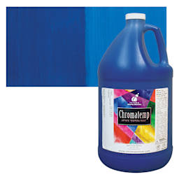Chroma Chromatemp Artists' Tempera Paint - Phthalo Blue, 128 oz bottle and swatch