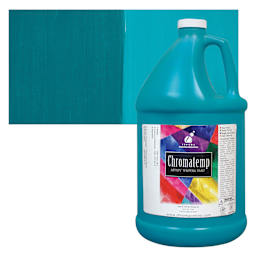 Chroma Chromatemp Artists' Tempera Paint - Turquoise, 128 oz bottle and swatch