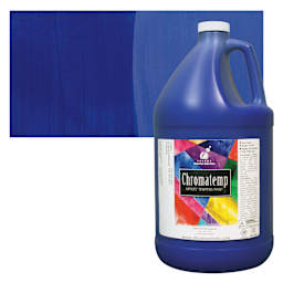 Chroma Chromatemp Artists' Tempera Paint - Ultramarine Blue, 128 oz bottle and swatch