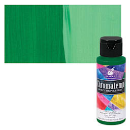 Chroma Chromatemp Artists' Tempera Paint - Green, 2 oz bottle and swatch