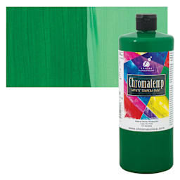 Chroma Chromatemp Artists' Tempera Paint - Green, Quart and swatch