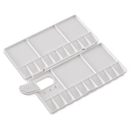 Folding Watercolor Palette - Left Angled view of opened palette with thumbhole