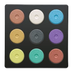 Richeson Tempera Cakes - Set of 9 with Tray, Metallic Colors, Mini Cakes