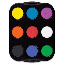 Richeson Tempera Cakes - Set of 9 with Tray, Standard Colors, Mini Cakes