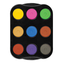 Richeson Tempera Cakes - Set of 9 with Tray, More Colors, Mini Cakes