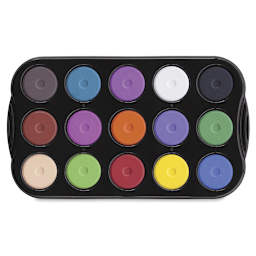 Richeson Tempera Cakes - Set of 15 with Tray, Assorted Colors, Mini Cakes