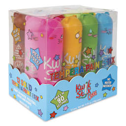 Kwik Stix Tempera Paint - Set of 12, Cuties, Assorted Colors - front of packaging, angled