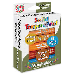Kwik Stix Tempera Paint - Earth Tones, Set of 6 (In packaging, Angled view)