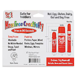 Kwik Stix Tempera Paint - Jumbo Stix, Classic Colors, Set of 6 (Back of packaging)