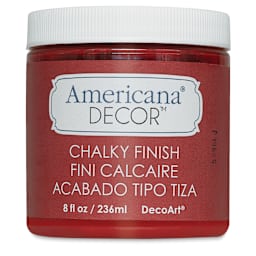 Americana Decor Chalky Finish Paint - Front of 8 oz. jar of Romance Red

