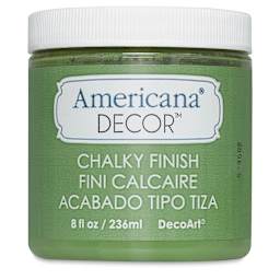 Americana Decor Chalky Finish Paint - Front of 8 oz. jar of New Life Green