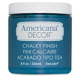 Americana Decor Chalky Finish Paint - Front of 8 oz. jar of Legacy Blue
