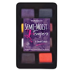 Richeson Semi-Moist Tempera Cake - Small Square 8-Color Set with Tray