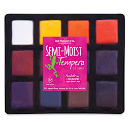 Richeson Semi-Moist Tempera Cake - 12-Color Set with Tray