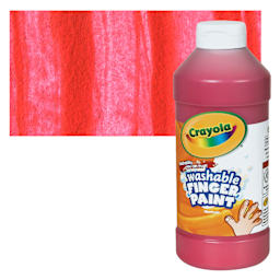 Crayola Washable Fingerpaint - Red, 16 oz bottle and swatch