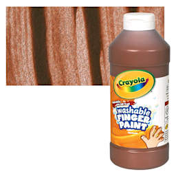 Crayola Washable Fingerpaint - Brown, 16 oz bottle and swatch