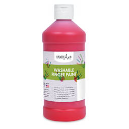 Handy Art Washable Finger Paint - Front of 16 oz bottle of Red Paint
