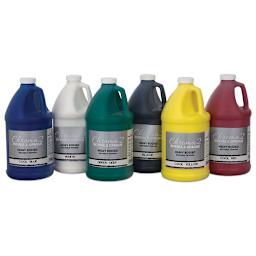 Chroma 2 Washable Tempera Paint - Set of 6 Half Gallon jugs of Cool colors in row