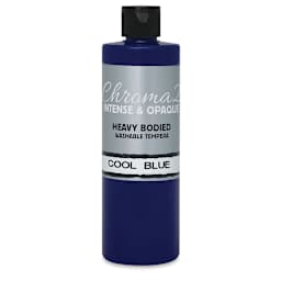 Chroma 2 Washable Tempera Paint - Front of 16 oz bottle of Cool Blue 