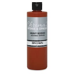 Chroma 2 Washable Tempera Paint - Front of 16 oz bottle of Brown