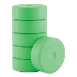 Richeson Tempera Cakes - Fluorescent Green, Pkg of 6, Small Cakes
