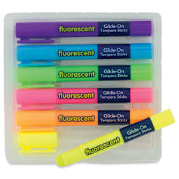 Creativity Street Glide-On Tempera Stick Sets - 6 pc Fluorescent set shown in tray