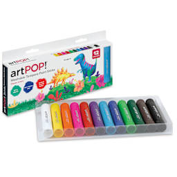 artPOP! Washable Tempera Paint Stick Set - Set of 12, Classic Colors, contents and packaging