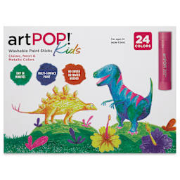artPOP! Kids Washable Tempera Paint Stick Set of 24, Classic, Neon, and Metallic Colors, front of packaging