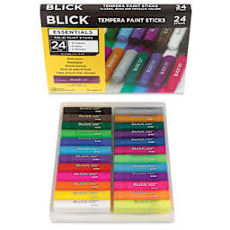 Blick Essentials Tempera Paint Sticks - Set of 24, open packaging