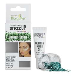 Snazaroo Bio Glitter Kit - Turquoise (Glitter and Fixer Gel next to kit)