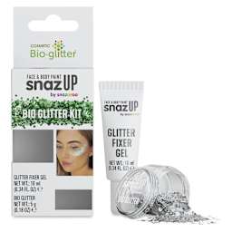 Snazaroo Bio Glitter Kit - Silver (Glitter and Fixer Gel next to kit)