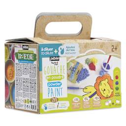 Pebeo Tactilcolor Powder Gouache Paints - Assorted Colors, 100 g (3.5 oz) Bags, Set of 4 (front of packaging, angled view)