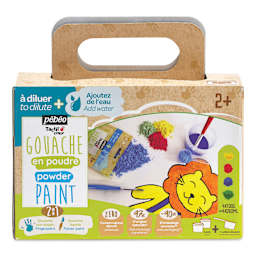 Pebeo Tactilcolor Powder Gouache Paints - Assorted Colors, 100 g (3.5 oz) Bags, Set of 4 (front of packaging)