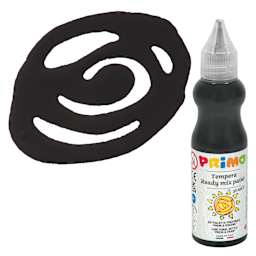 Primo Tempera Paint - Black, 50 ml bottle and swatch