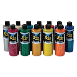 Chroma Glitter Tempera Paints - Assorted, Set of 12, 16 oz