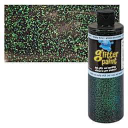 Chroma Glitter Tempera Paint - Black Glitter, 16 oz bottle and swatch