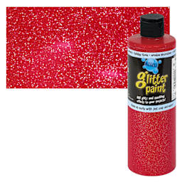 Chroma Glitter Tempera Paint - Red Glitter, 16 oz bottle and swatch