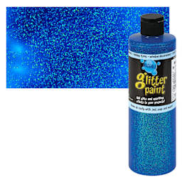 Chroma Glitter Tempera Paint - Blue Glitter, 16 oz bottle and swatch