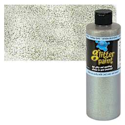 Chroma Glitter Tempera Paint - Silver Glitter, 16 oz bottle and swatch