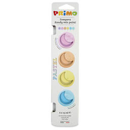 Primo Premium Tempera Paints - Set of 6, Pastel Colors, 25 ml - front of packaging