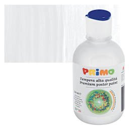 Primo Premium Tempera Paint - White, 300 ml bottle and swatch