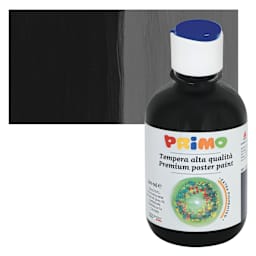 Primo Premium Tempera Paint - Black, 300 ml bottle and swatch