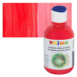 Primo Premium Tempera Paint - Red, 300 ml bottle and swatch