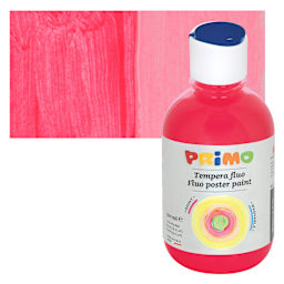 Primo Premium Tempera Paint - Fluorescent Red, 300 ml bottle and swatch