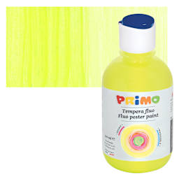 Primo Premium Tempera Paint - Fluorescent Yellow, 300 ml bottle and swatch
