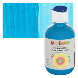 Primo Premium Tempera Paint - Fluorescent Turquoise, 300 ml bottle and swatch
