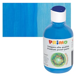 Primo Premium Tempera Paint - Cyan, 300 ml bottle and swatch