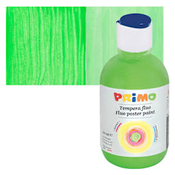 Primo Premium Tempera Paint - Fluorescent Green, 300 ml bottle and swatch