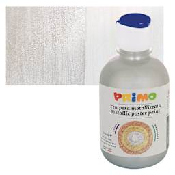 Primo Premium Tempera Paint - Metallic Silver, 300 ml bottle and swatch